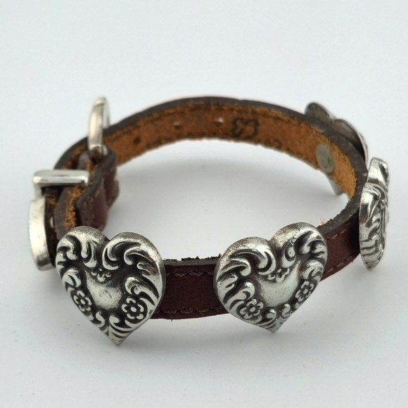 Vintage Brighton Heart Concho Leather Bracelet 9.5" - Picture 1 of 10